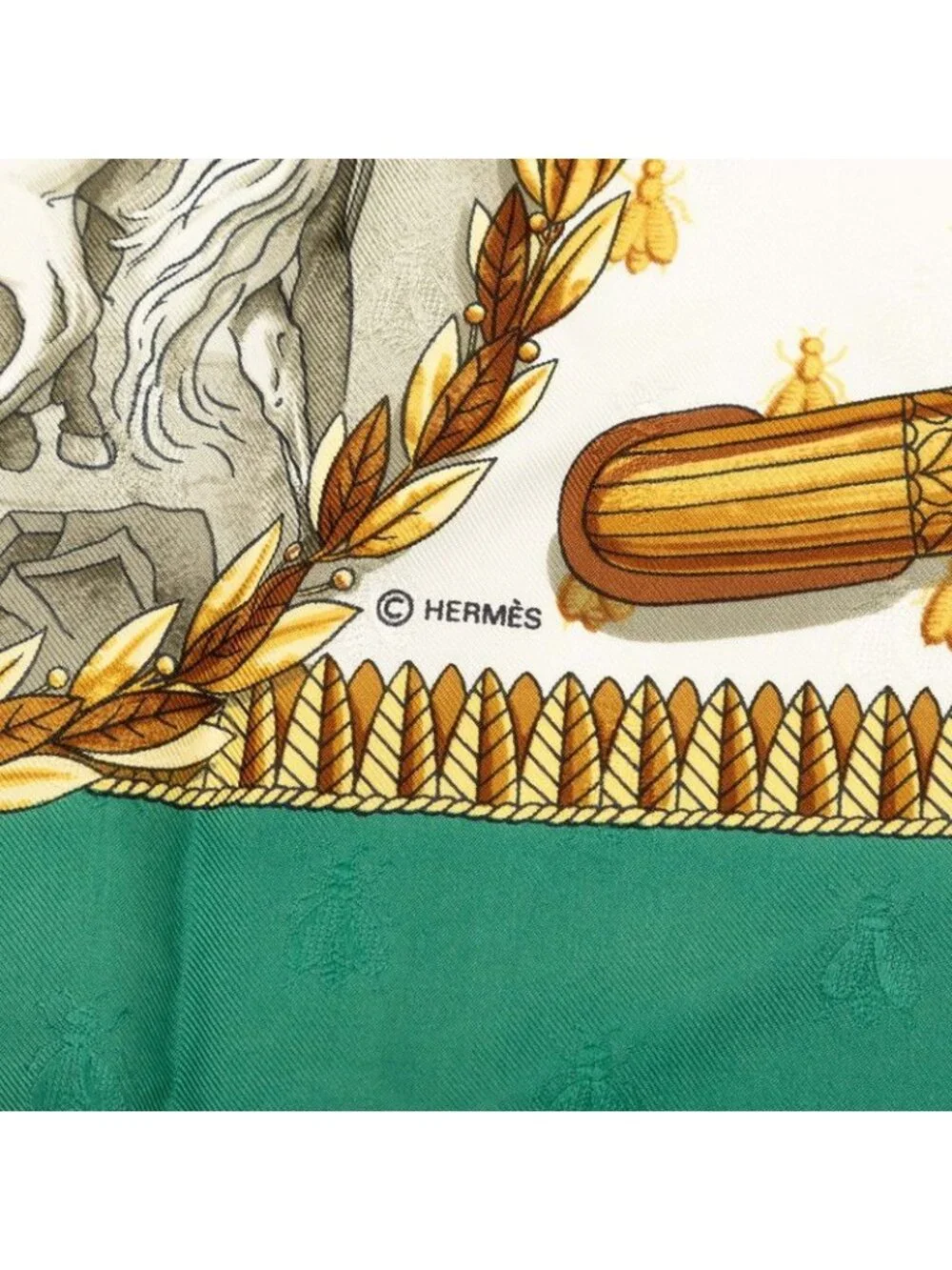 Hermes Carre 90 Napoleon Scarf Green